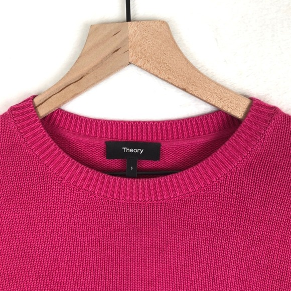 THEORY Cotton Cashmere Blend Crew Neck Sweater Women's S Magenta Pink L/S Casual - Picture 3 of 9